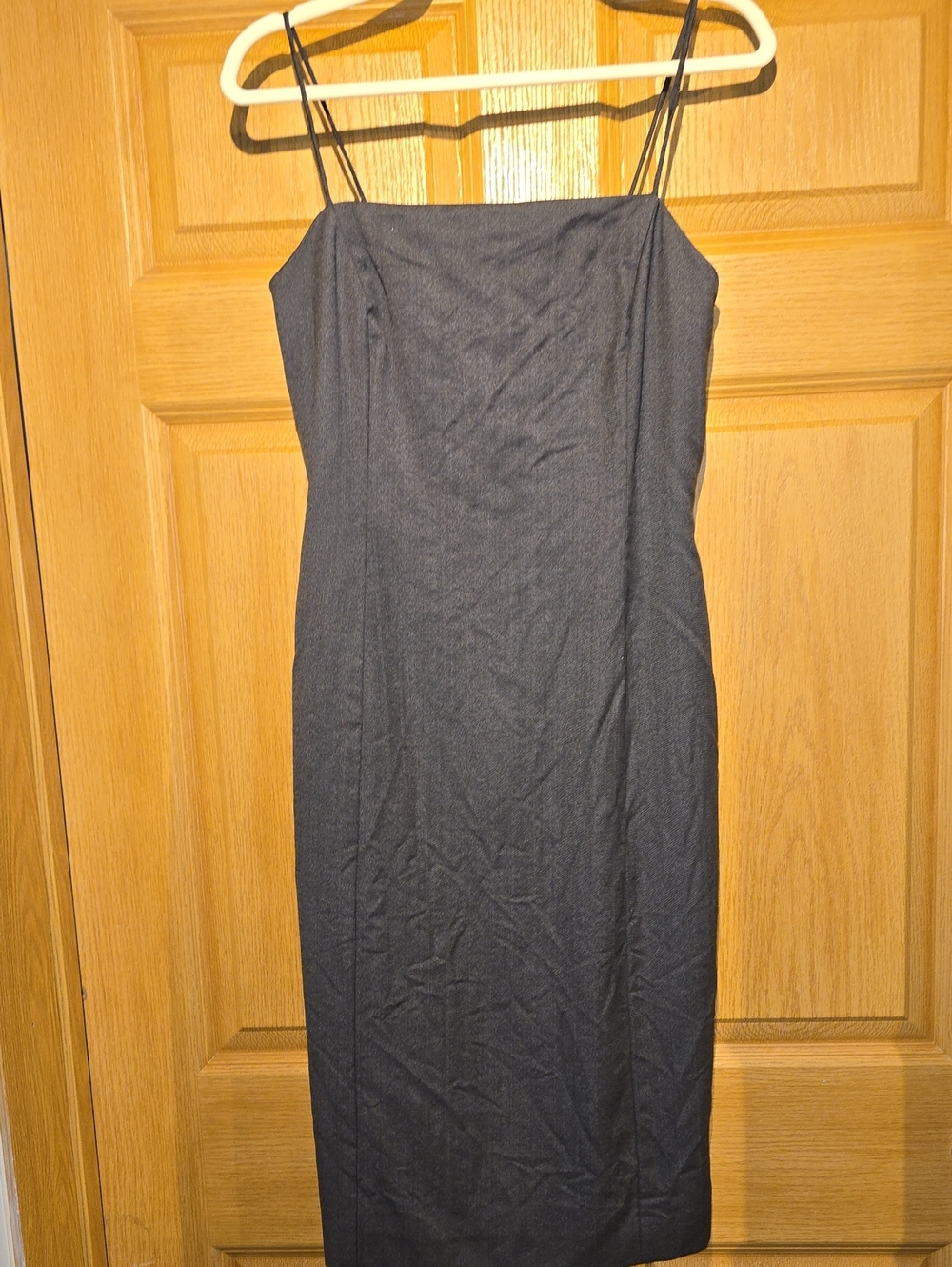 Sleek Black Spaghetti-Strap Midi Dress
